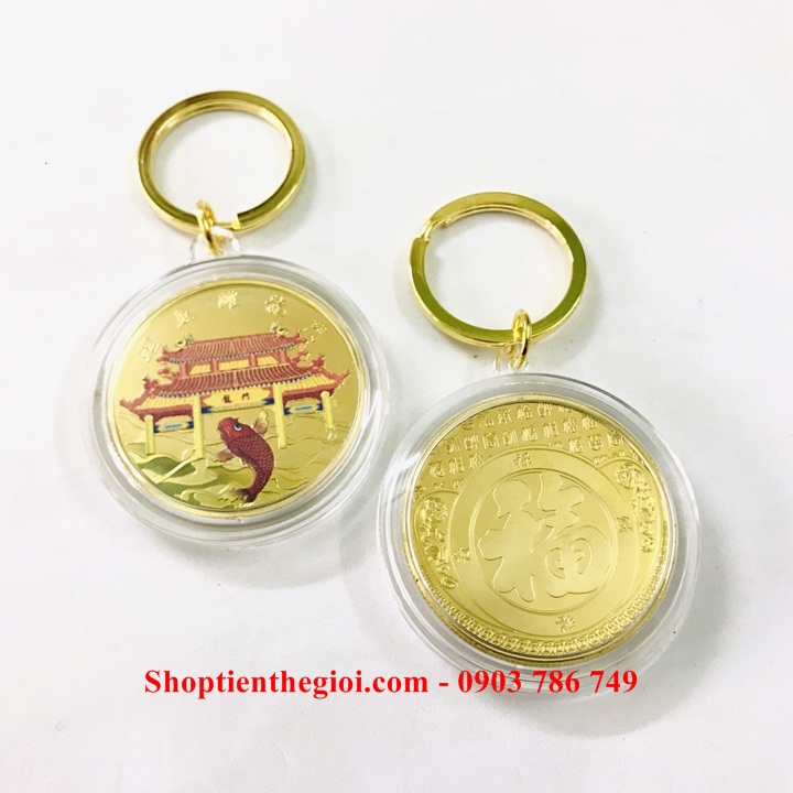 Móc Khóa Xu Cá Chép Vượt Vũ Môn In Màu - SP005198 